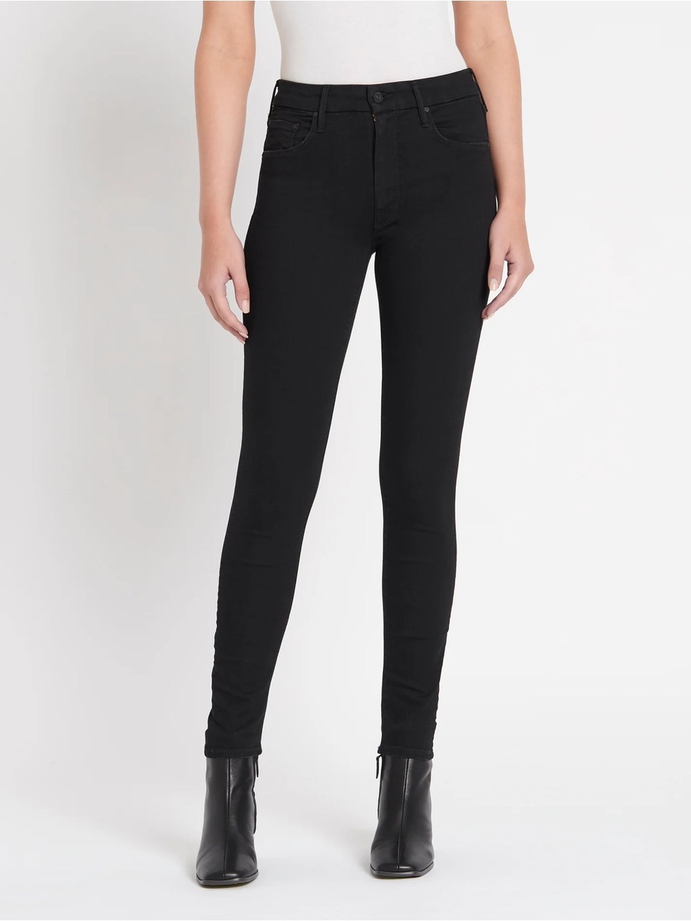 MOTHER Denim The Looker Skinny Jeans Black Not Guilty Premium Stretch Size 27